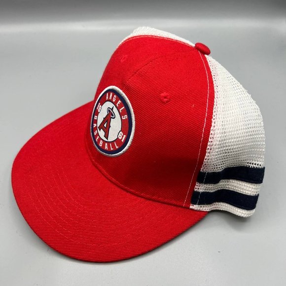 Los Angeles LA Angels MLB Sixth Man Trucker Hat Snap back Cap Red White Men - Picture 2 of 8